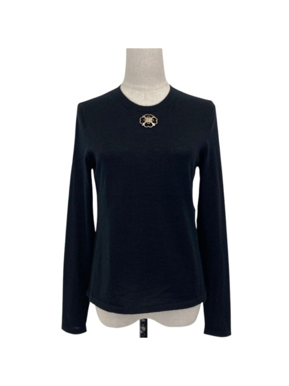 Chanel Clover CC Logo Cashmere Knit Sweater Black